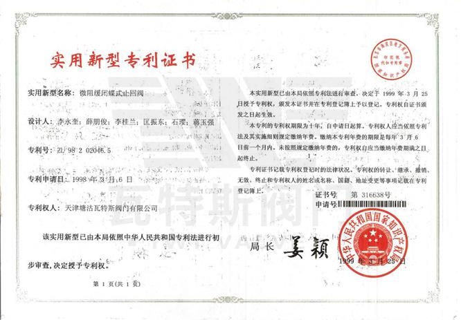 微阻緩閉蝶型止回閥（fá）